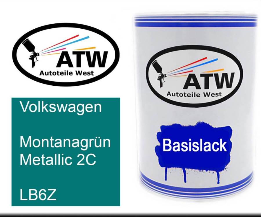 Volkswagen, Montanagrün Metallic 2C, LB6Z: 500ml Lackdose, von ATW Autoteile West.